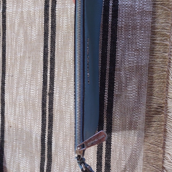 Michael Kors Blue Pebble Leather Single Zip Clutch with Wrist Strap - Picture 16 of 16